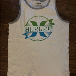 Hurley White Tank with Green and Blue Accents